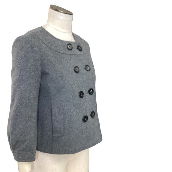 J‎ Crew Pippa Double Breasted Wool/Cashmere Cropped Sz 6 Gray Jacket 226H - Picture 4 of 9
